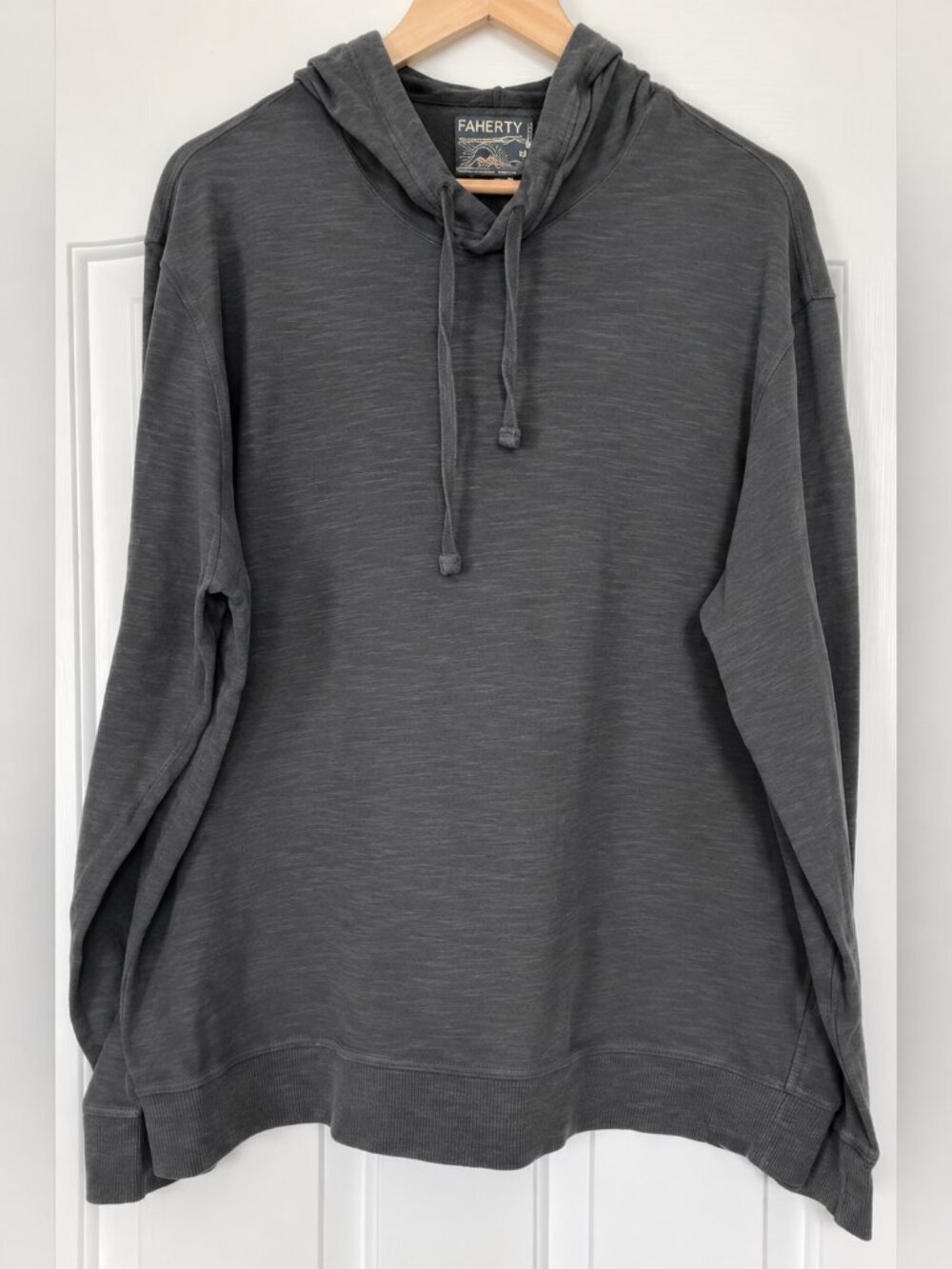 Faherty Sunwashed Slub Hoodie Men XXL Graphite Organic Cotton MKC0096